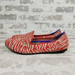 NEW Rothy's The Flat Red Zebra Round Toe Slip On Loafers V64